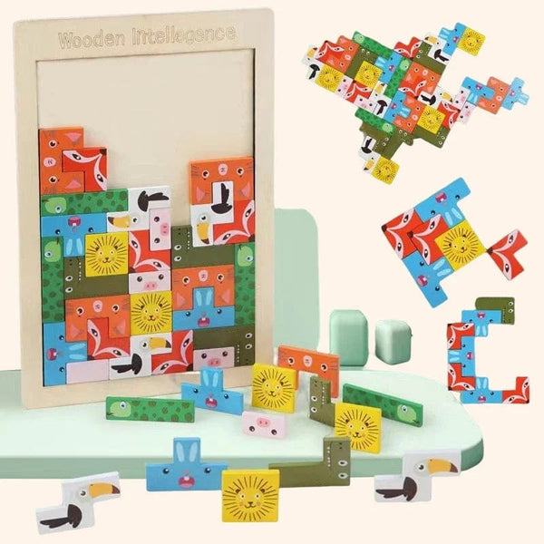 Planet Gates 3D Wooden Puzzle Toy Color Shape Cognition Brain Games for Children Wood Jigsaw Puzzles Toys Tangrams for Children Kids