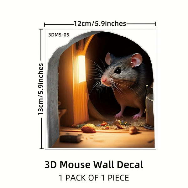 Planet Gates 3DMS-5 / Creative Personality 1pc 3D Effect Personality Mouse Hole Window Sticker Wall Sticker Cute Animal Sticker Home Decoration Waterproof Moisture-proof Self-adhesive Sticker For Living Room Home Decor