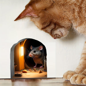 Planet Gates 3DMS-5 / Creative Personality 1pc 3D Effect Personality Mouse Hole Window Sticker Wall Sticker Cute Animal Sticker Home Decoration Waterproof Moisture-proof Self-adhesive Sticker For Living Room Home Decor