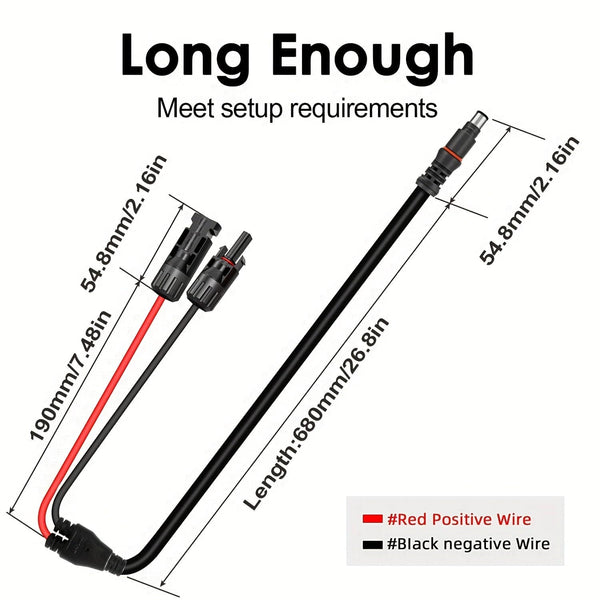 Planet Gates 3ft/0.9m 1pc Solar Panel Connector To 8MM Adapter Cable, Solar Connectors Extension Cable 3.3Ft 14AWG Compatible With Solar Connector, DC 8mm Input Solar Generator Portable Power Station (3.3FT/1M)