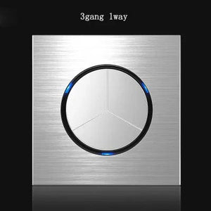 Planet Gates 3gang 1way 86 type 1 2 3 4 gang 1 2 way Silver aluminum alloy panel Switch socket LED use round box Industry German EU French light socket