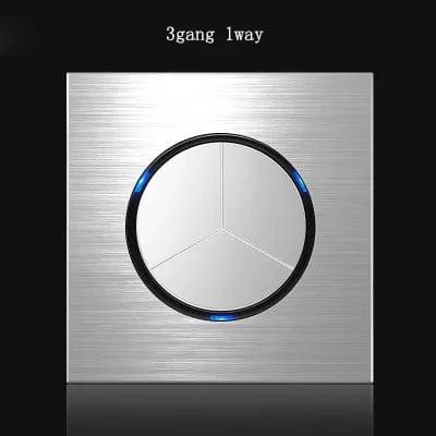 Planet Gates 3gang 1way 86 type 1 2 3 4 gang 1 2 way Silver aluminum alloy panel Switch socket LED use round box Industry German EU French light socket