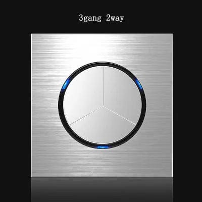 Planet Gates 3gang 2way 86 type 1 2 3 4 gang 1 2 way Silver aluminum alloy panel Switch socket LED use round box Industry German EU French light socket
