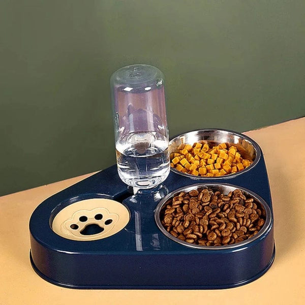 Planet Gates 3In1 Pet Dog Cat Food Bowl with Bottle Automatic Drinking Feeder Fountain Portable Durable Stainless Steel 3 Bowls Pet Supplies