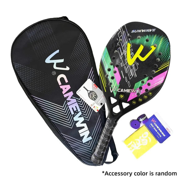 Planet Gates 3K pink Beach Tennis Racket 3K Camewin Full Carbon Fiber Rough Surface Outdoor Sports Ball Racket For Men Women