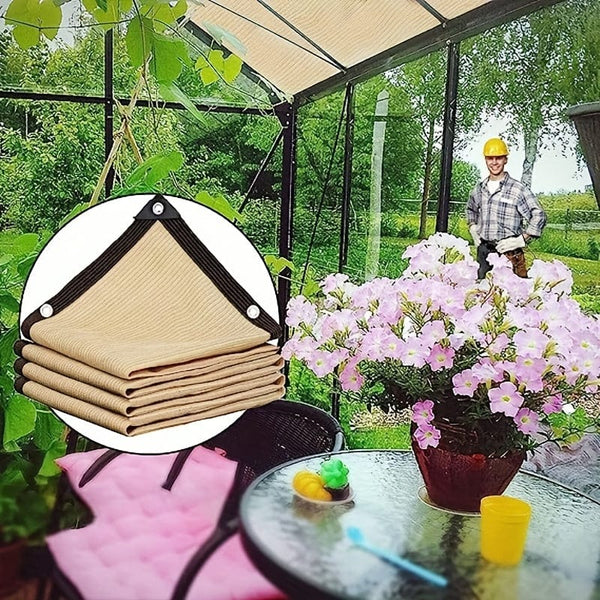 Planet Gates 3m * 4m 1 Set Of Beige Encrypted Shading Mesh, Sunshade Cloth, Sunshade Cloth, Suitable For Courtyard, Balcony, Garden, Plant Shed, Animal Shed Sun Protection, UV Protection, And Sunshade Canvas, 3m/9.84ft*4m/13.12ft