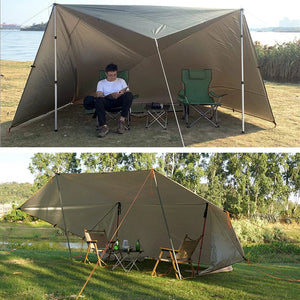 Planet Gates 3m/5m Waterproof Tarp Tent Shade Ultralight Garden Canopy Sunshade Outdoor Camping Awning Beach Sun Shelter with Nail Wind Rope