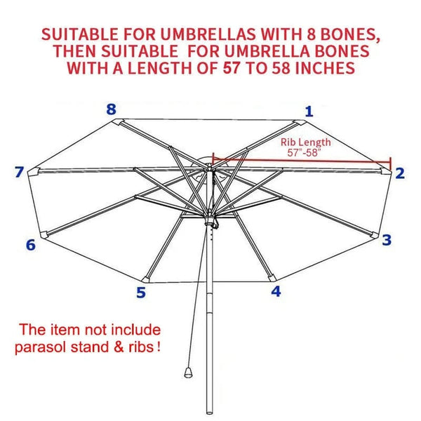 Planet Gates 3m Red for 8 Ribs / CHINA Parasol Replacement Cloth Outdoor Garden Banana Umbrella Cover Waterproof Sunshade Canopy For 6 Ribs/8 Ribs Parasol