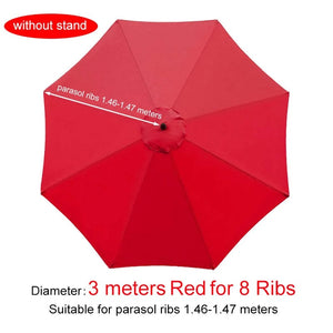 Planet Gates 3m Red for 8 Ribs / CHINA Parasol Replacement Cloth Outdoor Garden Banana Umbrella Cover Waterproof Sunshade Canopy For 6 Ribs/8 Ribs Parasol