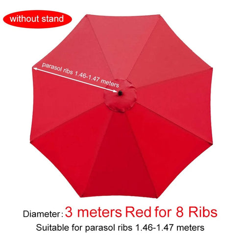 Planet Gates 3m Red for 8 Ribs / CHINA Parasol Replacement Cloth Outdoor Garden Banana Umbrella Cover Waterproof Sunshade Canopy For 6 Ribs/8 Ribs Parasol