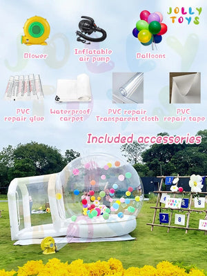 Planet Gates 3M Trampoline / CHINA JOLLY TOYS Balloon inflatable bubble house with trampoline and transparent dome PVC material free shipping with blower