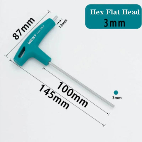 Planet Gates 3mm Allen Key Hex Wrench Cr-v Alloy Flat Head Hexagon Universal Screwdriver Hand tool Universal Quick Snap Adapter T-Handle Spanner