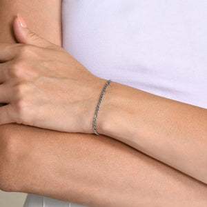 Planet Gates 3MM Silver Color Vnox 3/5mm Width Figaro Chain Bracelets for Women Men, Anti Allergy Stainless Steel Link Chain Wristband, Length Adjustable