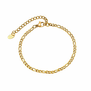 Planet Gates 3MM Silver Color Vnox 3/5mm Width Figaro Chain Bracelets for Women Men, Anti Allergy Stainless Steel Link Chain Wristband, Length Adjustable