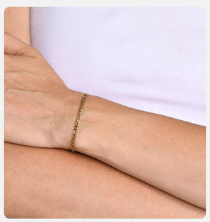 Planet Gates 3MM Silver Color Vnox 3/5mm Width Figaro Chain Bracelets for Women Men, Anti Allergy Stainless Steel Link Chain Wristband, Length Adjustable