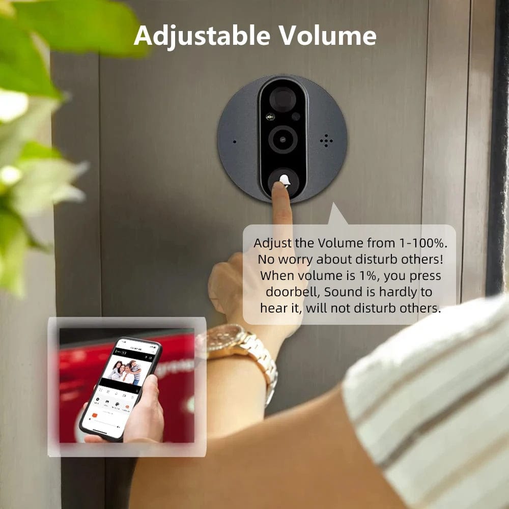 Planet Gates Alexa Door Cam 64G 3MP Tuya Smart Life APP Home Battery WiFi Video Digital Door Peephole Viewer PIR IR Door Bell Magic Eye Camera Alexa Google
