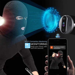 Planet Gates 3MP Tuya Smart Life APP Home Battery WiFi Video Digital Door Peephole Viewer PIR IR Door Bell Magic Eye Camera Alexa Google