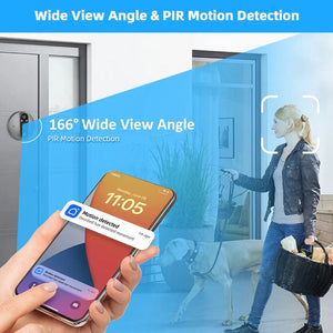 Planet Gates 3MP Tuya Smart Life APP Home Battery WiFi Video Digital Door Peephole Viewer PIR IR Door Bell Magic Eye Camera Alexa Google