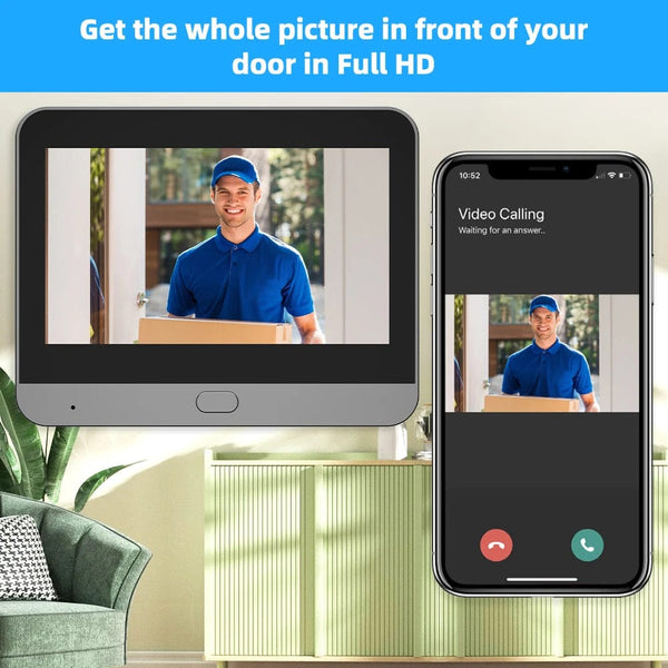 Planet Gates 3MP Tuya Smart Life APP Home Battery WiFi Video Digital Door Peephole Viewer PIR IR Door Bell Magic Eye Camera Alexa Google