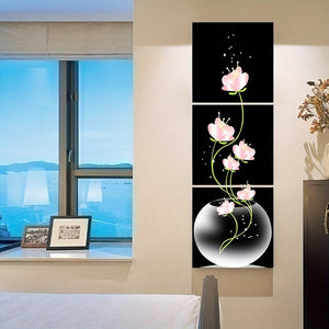 Planet Gates 3PC 30*30cm/11.81*11.81in 3pcs Pink Flower Square Canvas Prints Painting, Wall Art Picture For Living Room Entrance Home Decoration, No Frames