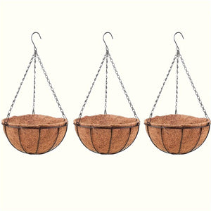Planet Gates 3pcs 20.32cm 3pcs, Hanging Plant Holder With S Hooks And Hook Nails, Handmade Planter Hanging, Baskets For Small Plant Pots, Coconut Brown Garden Hanging Basket Hanging Iron Metal Coconut Brown Hanging Basin Hook Basin Wall