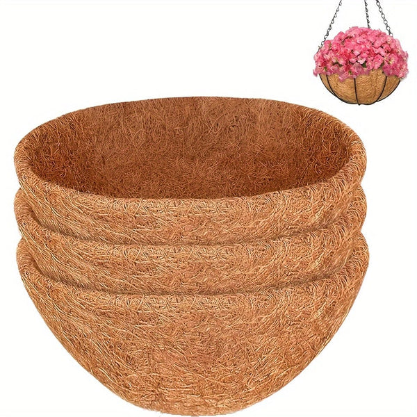 Planet Gates 3PCS 25.4cm 3pcs, Natural Coco Liners: 3pcs/6pcs Hanging Basket Replacement,25.4/30.48/35.56 Cm Coconut Lined Circular Coconut Hanging Basket Lined Plantation 100% Natural Coconut Lined Flower And Vegetable Coconut Basket