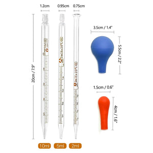 Planet Gates 3pcs 3 Pieces 10ml 5ml 2ml Glass Graduated Pipettes Transfer Dropper For Liquid Essential Oil Fluid And Liquid Pipettors