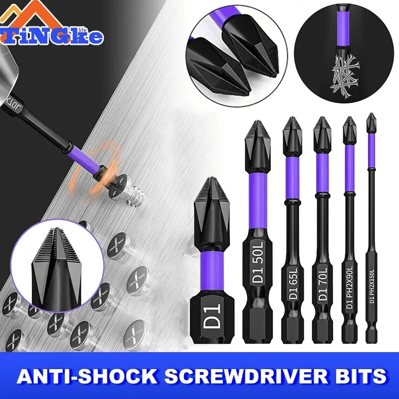 Planet Gates 3PCS 65 70 90mm Anti-shock Strong Magnetic Screwdriver Bits D1 High Hardness Batch Head Non-slip Impact Driver Bit Sets for Power Drilling Tools