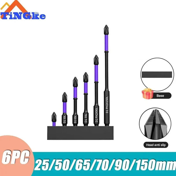 Planet Gates 3PCS 65 70 90mm Anti-shock Strong Magnetic Screwdriver Bits D1 High Hardness Batch Head Non-slip Impact Driver Bit Sets for Power Drilling Tools