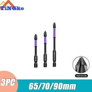 Planet Gates 3PCS 65 70 90mm Anti-shock Strong Magnetic Screwdriver Bits D1 High Hardness Batch Head Non-slip Impact Driver Bit Sets for Power Drilling Tools