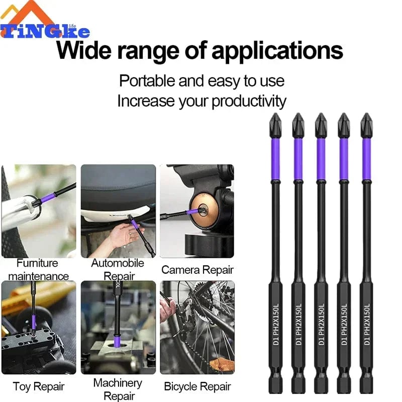 Planet Gates 3PCS 65 70 90mm Anti-shock Strong Magnetic Screwdriver Bits D1 High Hardness Batch Head Non-slip Impact Driver Bit Sets for Power Drilling Tools