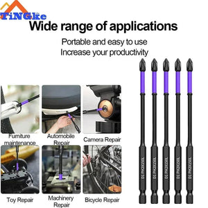Planet Gates 3PCS 65 70 90mm Anti-shock Strong Magnetic Screwdriver Bits D1 High Hardness Batch Head Non-slip Impact Driver Bit Sets for Power Drilling Tools