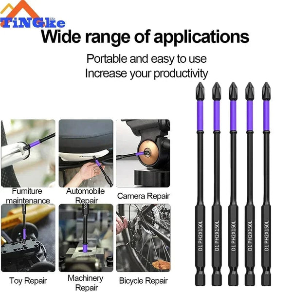 Planet Gates 3PCS 65 70 90mm Anti-shock Strong Magnetic Screwdriver Bits D1 High Hardness Batch Head Non-slip Impact Driver Bit Sets for Power Drilling Tools