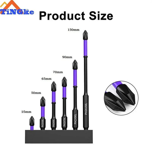 Planet Gates 3PCS 65 70 90mm Anti-shock Strong Magnetic Screwdriver Bits D1 High Hardness Batch Head Non-slip Impact Driver Bit Sets for Power Drilling Tools