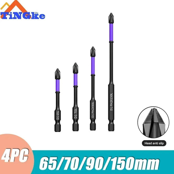 Planet Gates 3PCS 65 70 90mm Anti-shock Strong Magnetic Screwdriver Bits D1 High Hardness Batch Head Non-slip Impact Driver Bit Sets for Power Drilling Tools