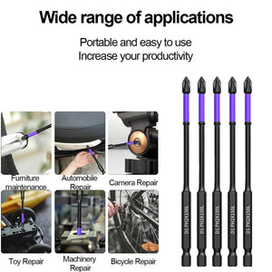 Planet Gates 3PCS 65 70 90mm Anti-shock Strong Magnetic Screwdriver Bits D1 High Hardness Batch Head Non-slip Impact Driver Bit Sets for Power Drilling Tools