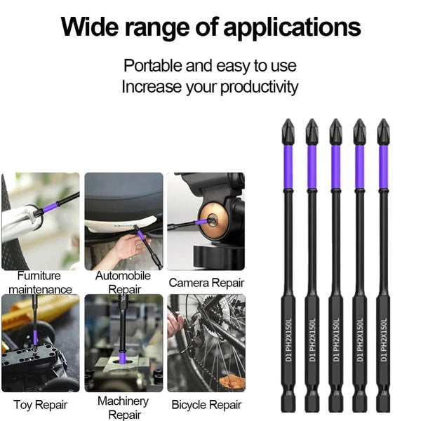 Planet Gates 3PCS 65 70 90mm Anti-shock Strong Magnetic Screwdriver Bits D1 High Hardness Batch Head Non-slip Impact Driver Bit Sets for Power Drilling Tools
