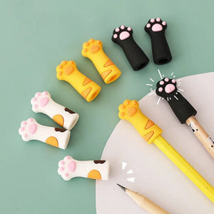 Planet Gates 3pcs Cute Cat Paw Pencil Cap Set Silicone Soft Touch Pen Cover for Multiple Shape Stationery School Student Office Supplies Gift