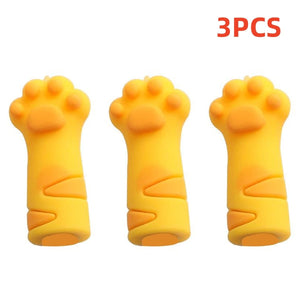 Planet Gates 3pcs Cute Cat Paw Pencil Cap Set Silicone Soft Touch Pen Cover for Multiple Shape Stationery School Student Office Supplies Gift