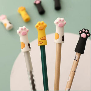 Planet Gates 3pcs Cute Cat Paw Pencil Cap Set Silicone Soft Touch Pen Cover for Multiple Shape Stationery School Student Office Supplies Gift