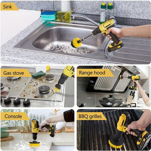 Planet Gates 3pcs Electric Drill-Brush Kit Power Scrubber Brush For Carpet Bathroom Surface Tub Furniture Shower Tile Tires Cleaning Tool