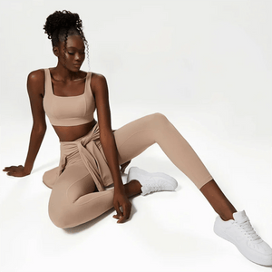 Planet Gates 3Pcs Fitness Yoga Set Women Workout Athletic Clothing Long Sleeve Shirt Gym Bras High Waist Leggings Tights-Fitting Sportswear