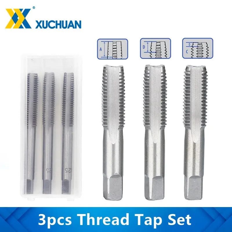 Planet Gates 3pcs M22x2.5 / CN 3pcs Hand Thread Tap Set HSS Metric Plug Tap Metal Screw Tap Drill M2/M2.5/M3/M3.5/M4/M5/M6/M8/M10/M12 Hand Tool Set