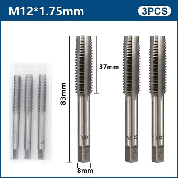 Planet Gates 3pcs M22x2.5 / CN 3pcs Hand Thread Tap Set HSS Metric Plug Tap Metal Screw Tap Drill M2/M2.5/M3/M3.5/M4/M5/M6/M8/M10/M12 Hand Tool Set