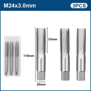 Planet Gates 3pcs M22x2.5 / CN 3pcs Hand Thread Tap Set HSS Metric Plug Tap Metal Screw Tap Drill M2/M2.5/M3/M3.5/M4/M5/M6/M8/M10/M12 Hand Tool Set