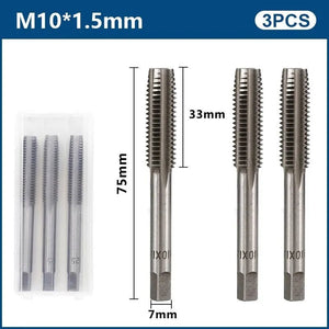 Planet Gates 3pcs M22x2.5 / CN 3pcs Hand Thread Tap Set HSS Metric Plug Tap Metal Screw Tap Drill M2/M2.5/M3/M3.5/M4/M5/M6/M8/M10/M12 Hand Tool Set