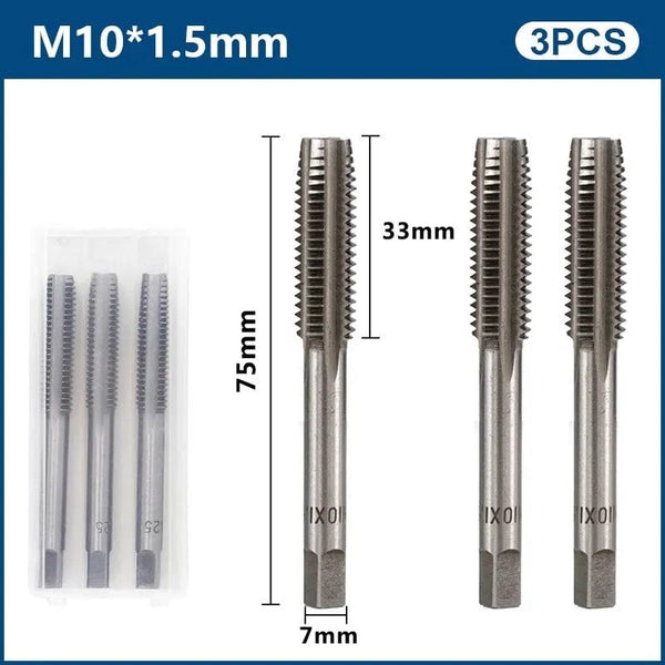 Planet Gates 3pcs M22x2.5 / CN 3pcs Hand Thread Tap Set HSS Metric Plug Tap Metal Screw Tap Drill M2/M2.5/M3/M3.5/M4/M5/M6/M8/M10/M12 Hand Tool Set
