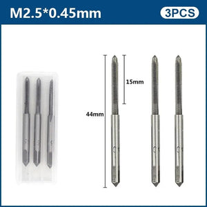 Planet Gates 3pcs M22x2.5 / CN 3pcs Hand Thread Tap Set HSS Metric Plug Tap Metal Screw Tap Drill M2/M2.5/M3/M3.5/M4/M5/M6/M8/M10/M12 Hand Tool Set