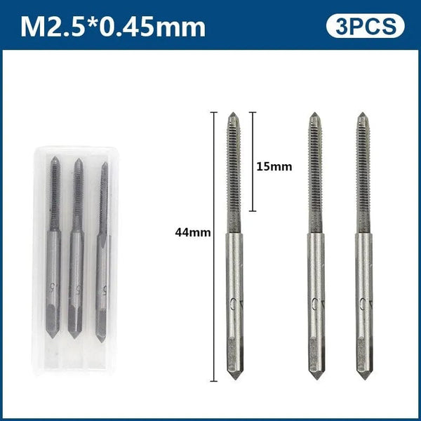 Planet Gates 3pcs M22x2.5 / CN 3pcs Hand Thread Tap Set HSS Metric Plug Tap Metal Screw Tap Drill M2/M2.5/M3/M3.5/M4/M5/M6/M8/M10/M12 Hand Tool Set