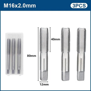Planet Gates 3pcs M22x2.5 / CN 3pcs Hand Thread Tap Set HSS Metric Plug Tap Metal Screw Tap Drill M2/M2.5/M3/M3.5/M4/M5/M6/M8/M10/M12 Hand Tool Set